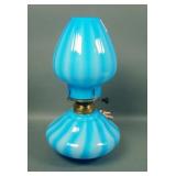 Fenton Blue Overlay Electric Oil Lamp