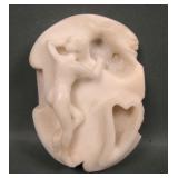 Antique Carved Soapstone Deco Nude Trinket Dish
