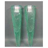 2 Imperial Uranium Green Wood Pecker Wall Pockets