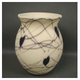 Fenton Barber Satin Custard Hanging Hearts Vase