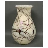Fenton Barber Custard Hanging Hearts Vase