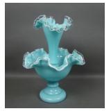 Fenton Turquoise Silver Crest Single Lily Epergne