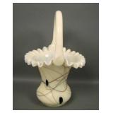 Fenton/Barber Custard Hanging Hearts Basket