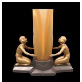 1930's Art Deco Kneeling Nudes Figural Table Lamp