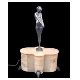 1930's Alabaster Fugural Nude Ftd Table Lamp