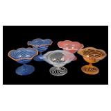 Five 1920's Bimini Lampl Glass Ftd Nut Cups
