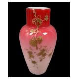 Victorian Era Peach Blow Enameled Decorated Vase