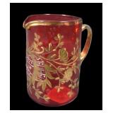 Mosser Cranberry Enameled Decorated Creamer