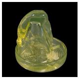 Art Deco Uranium Vaseline ' Bottoms Up' Shot Glass