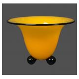 1920's Art Deco Loetz Yellow/ Black Tango Ftd Bowl