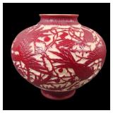 Consoidate Ruby on Custard Cockatoo Bulbous Vase