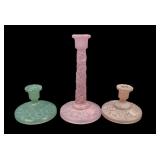 Three Piece Consolidated Iris Candle Holder Lot