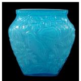 Consolidated Iridised Blue Cased Chickadee Vase