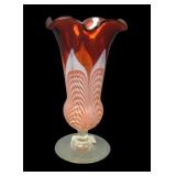 1920's Durand Art Glass Pulled Feather Ftd Vase