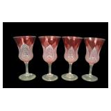 4 1920's Durand Art Glass Pulled Feather Goblets
