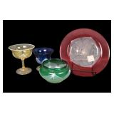 Four Durand Art Glass Pulled Feather Items