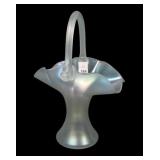 Steuben Art Glass Verre de Soie Handled Basket