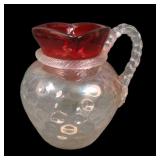 New England Amberina IVt Rope Handled Pitcher