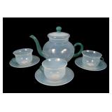 1920's Fry Foval Jade Green 8 Piece Tea Set