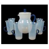 1920's Fry Foval Delft Blue 8 Piece Lemonade Set