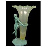 1927 Frankart Green Figural Nude with Uranium Vase