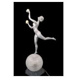 1930's France Proantic Art Deco 'Ball Dancer' Lamp