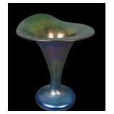 Signed Quezal Art Glass Iridised Green JIP Vase