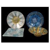 Assortment of Four Higgins MCM Art Glass Items
