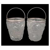 2 Westmoreland Art Deco Handled Cracked Ice Bucket