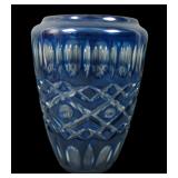 Durand Art Glass Blue Cut to Clear Vase