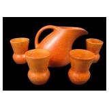 Muncie Pottery Orange Peel 5 Piece Juice Set