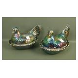 2 Fenton Contemp. Purple Covered Hens Candy Dishes