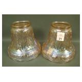 Two LIG Ice Pink Acorn Lamp Shade Vases