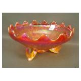 Fenton Red Flared Fenton Flowers Ftd. Bowl
