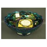 Fenton Purple Orange Tree Candle Bowl