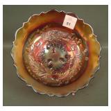 Fenton Red Acorn Deep Round Bowl