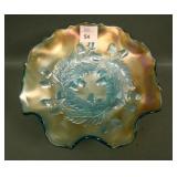 Fenton Aqua Acorn Low Ruffled Bowl