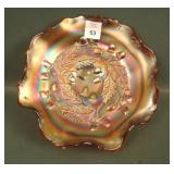 Fenton Amber Acorn Low Ruffled Bowl