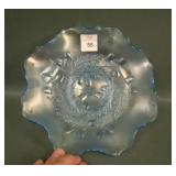 Rare Fenton Pastel Blue Acorn Low Ruffled Bowl