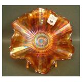 Fenton Reverse Amberina Stippled Rays Ruffled