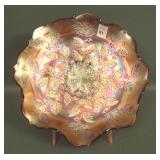 Fenton Red Ruffled Holly Bowl