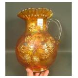 Fenton Dk Marigold Floral & Grape Water Pitcher