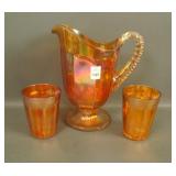 Imperial Marigold Wide Panel Pitcher & 2 Tumblers