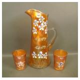 Fenton Dk. Marigold Prism Band Enameled Tankard