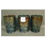 Three Fenton Blue Lily of the Valley Tumblers