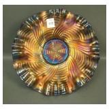 Fenton Blue Ribbon Tie Low Ruffled 3/1 Edge Bowl