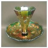 Fenton Green Vintage Grape Small Epergne