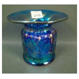 Signed Crider Elec. Blue Singing Birds Spittoon