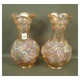 Two Imperial LIG Ice Pink Loganberry Vases