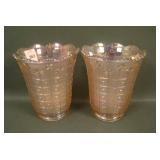 Two LIG Ice Pink Starlight Lamp Shade Vases